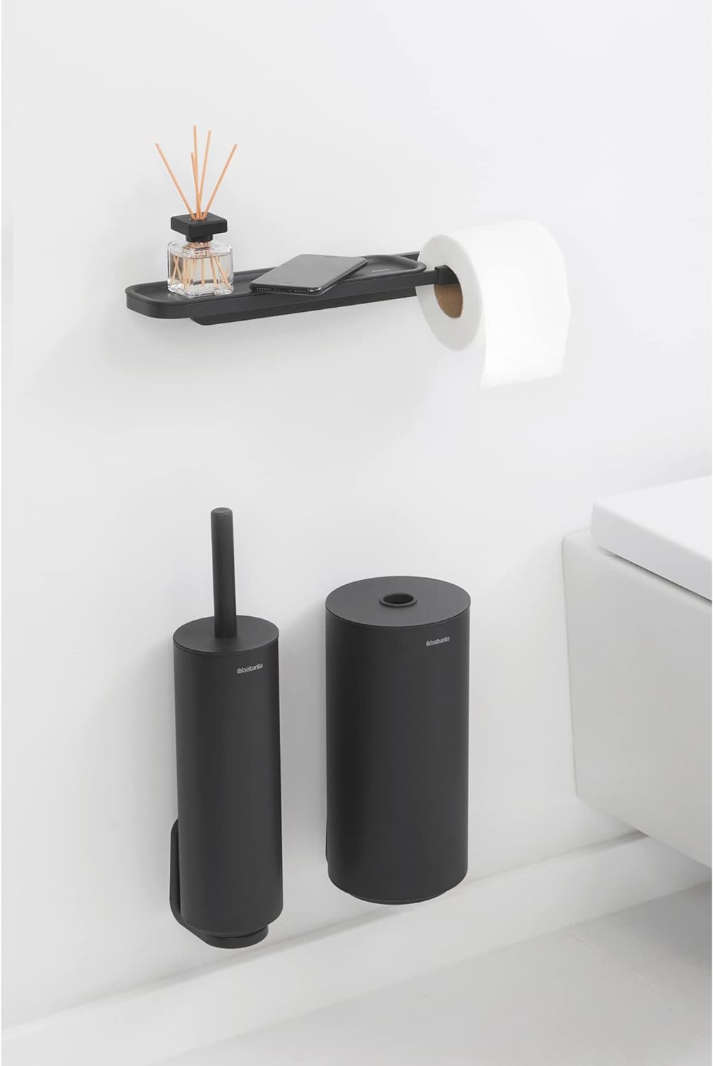Brabantia - Mindset Toilettenpapierhalter mit Ablage - Für alle Gängigen Rollengrössen - Korrosionsb
