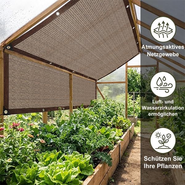 Schattierungsnetz,Schattiernetz mit ösen,80% UV-Beständiges Schattennetz für gewächshaus, Wiederverw