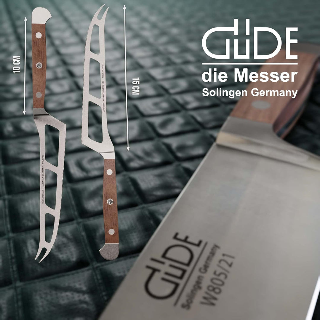 GÜDE Solingen - Weichkäsemesser Käsemesser geschmiedet, 15 cm, Walnussholz, ALPHA WALNUSS, Doppelkro