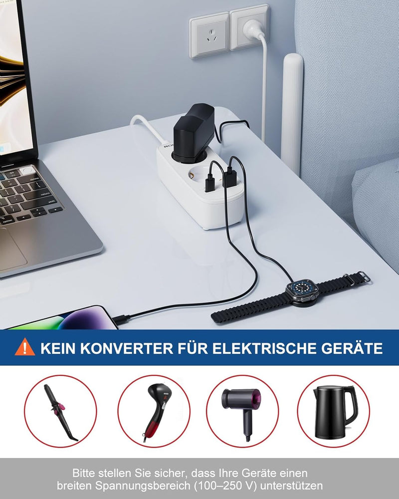 Adapter Australien, China mit PD20W USB Schnellladegerät, Adapter China Deutschland Stecker, 2-Fach