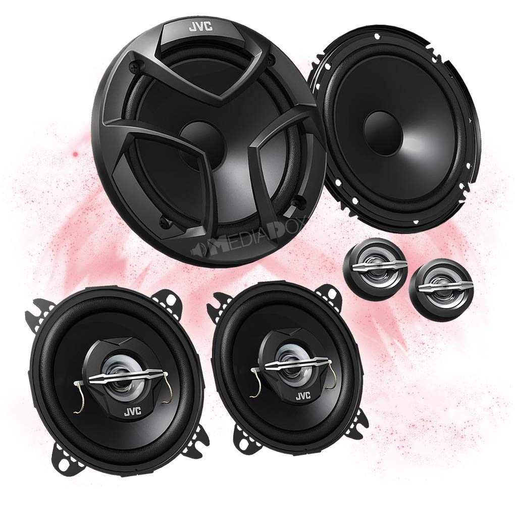 Mediadox Front/Heck 16,5cm/10cm Auto Lautsprecher/Boxen/Speaker Komplett-Set von JVC kompatibel für