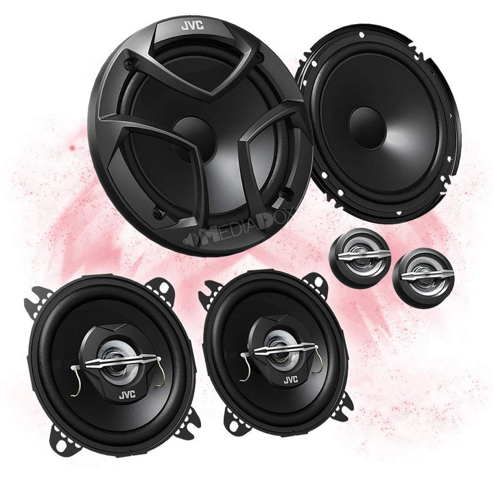 Mediadox Front/Heck 16,5cm/10cm Auto Lautsprecher/Boxen/Speaker Komplett-Set von JVC kompatibel für