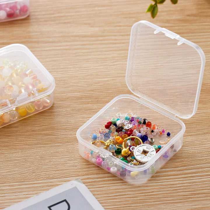 Goodma 100 Stück Square Leere Mini-Aufbewahrungsbox für durchsichtige Kunststoff-Organizer-Aufbewahr