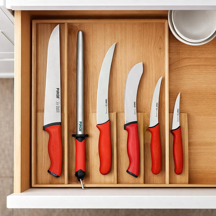 Pirge Metzgermesser Set für Messer Shop - Schlachtermesser Set 5 TLG - 25 cm Metzgeresser - 21 cm Au