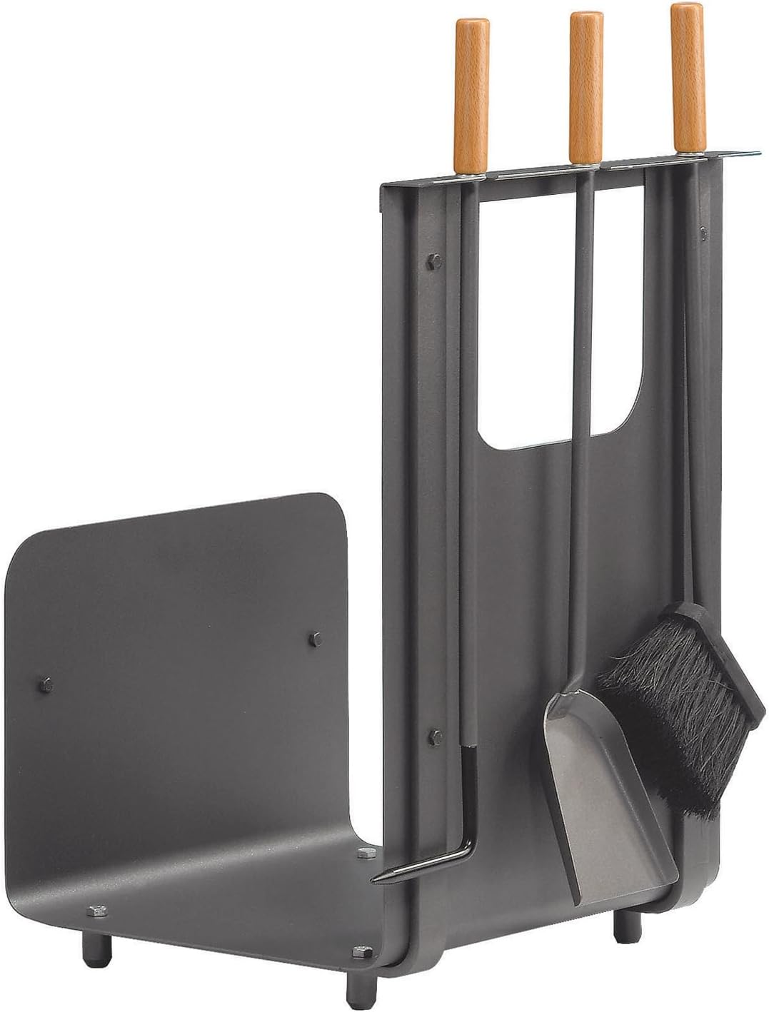 raik 21.02.220.2 Raik Holzkorb & Kaminbesteck 3-tlg, anthrazit Buche