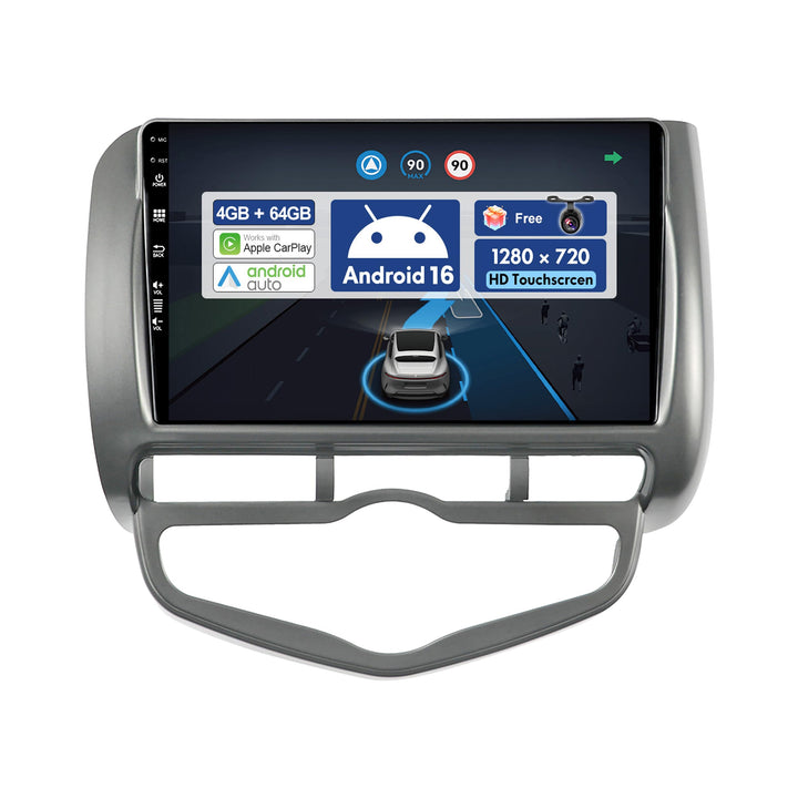 9 Zoll [2G+64G] Autoradio für Honda Fit/City/Jazz (2002-2007) GPS Navigation - Wireless CarPlay Andr