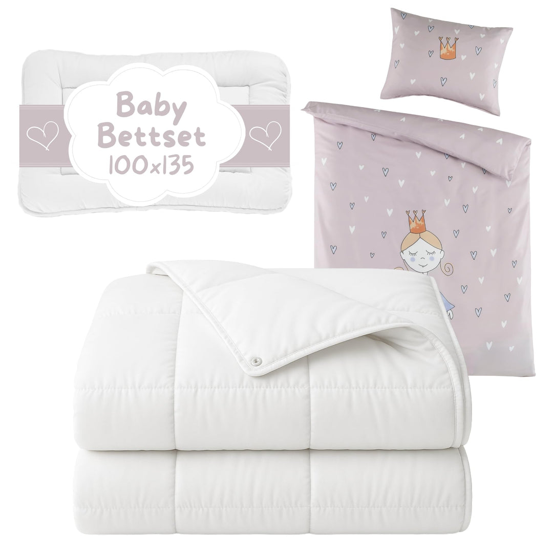 Carpe Sonno Baby Bettdecke und Kissen + Babybettwäsche 100x135 [Kinder Bettdecken Set] Kinderbettdec