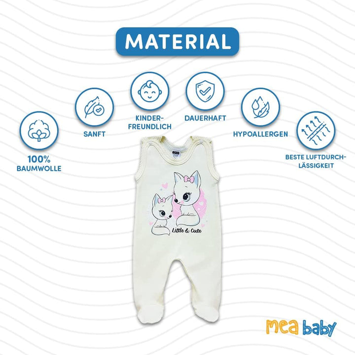 Unisex Baby Strampler mit Aufdruck aus 100% Baumwolle im 5er Pack. Baby Strampler für Mädchen Baby S