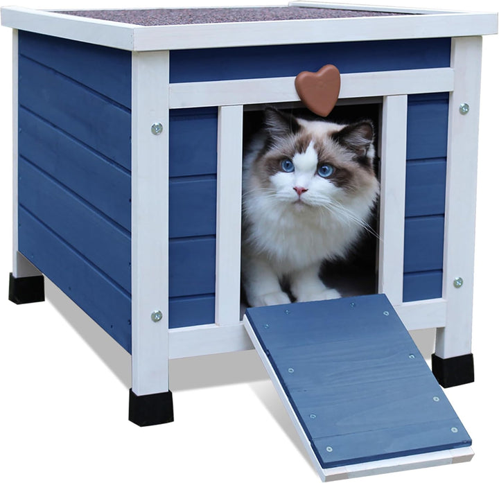 HiCaptain Katzenhaus Outdoor Katzenhaus für Draussen - Katzenhaus aus Holz Outdoor - Perfekt für Wel