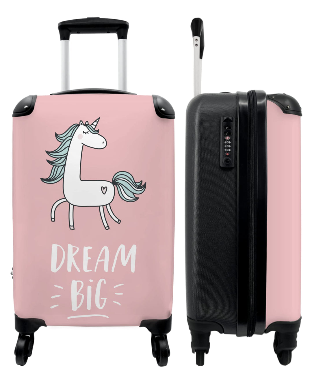NoBoringSuitcases.com® Kinderkoffer Mädchen - Reisekoffer Kinder, Kabinentrolley, Leichtgewicht, 4 R