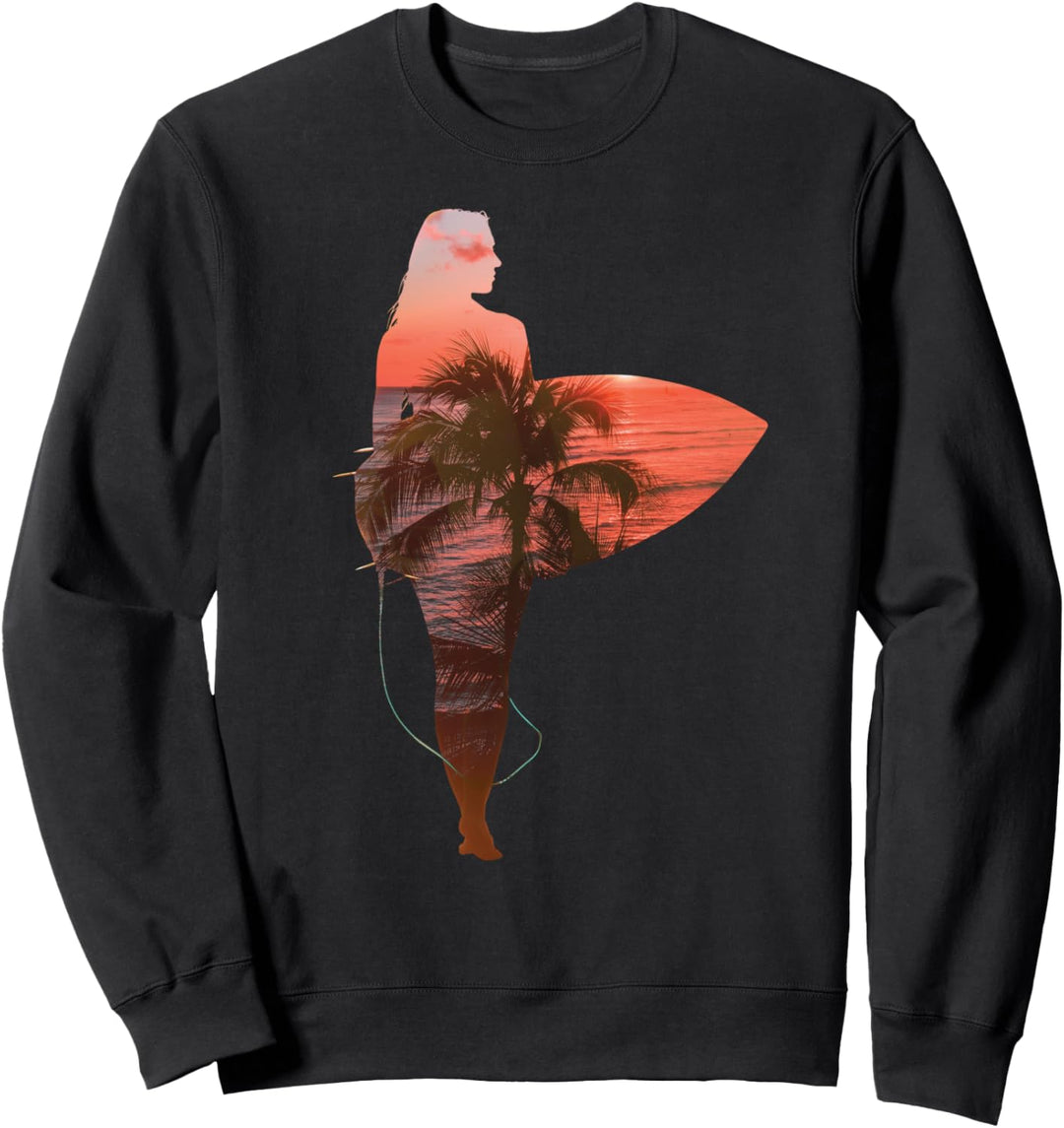 Coole lustige Retro Sonnenuntergang Vintage Surfing Surfer Sweatshirt