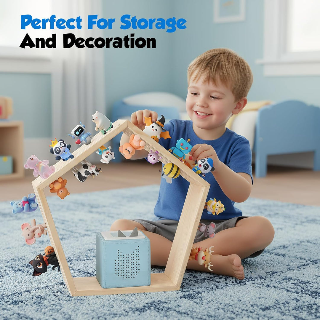 Hexagon Tonie Regal für Toniebox – Magnetisches Toniebox Regal Wabenform für 68 Figuren, 46x42cm Hol