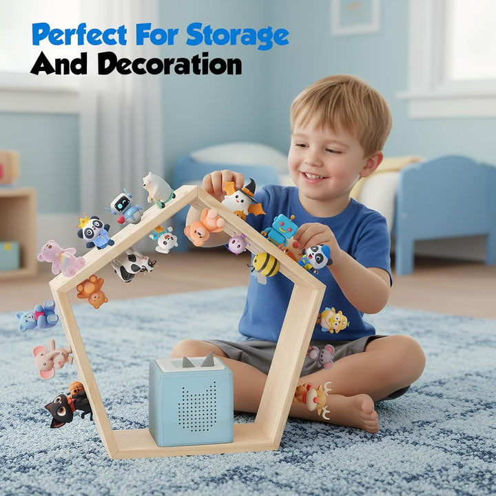 Hexagon Tonie Regal für Toniebox – Magnetisches Toniebox Regal Wabenform für 68 Figuren, 46x42cm Hol