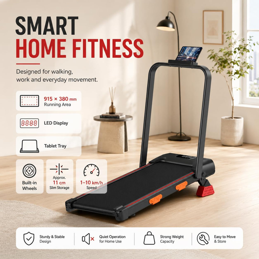 Treadmill Walking Pad Klappbar mit Steigung 10% 3.0HP 136KG LED | Laufband für Zuhause Klappbar Leis