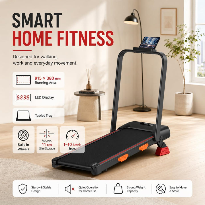 Treadmill Walking Pad Klappbar mit Steigung 10% 3.0HP 136KG LED | Laufband für Zuhause Klappbar Leis