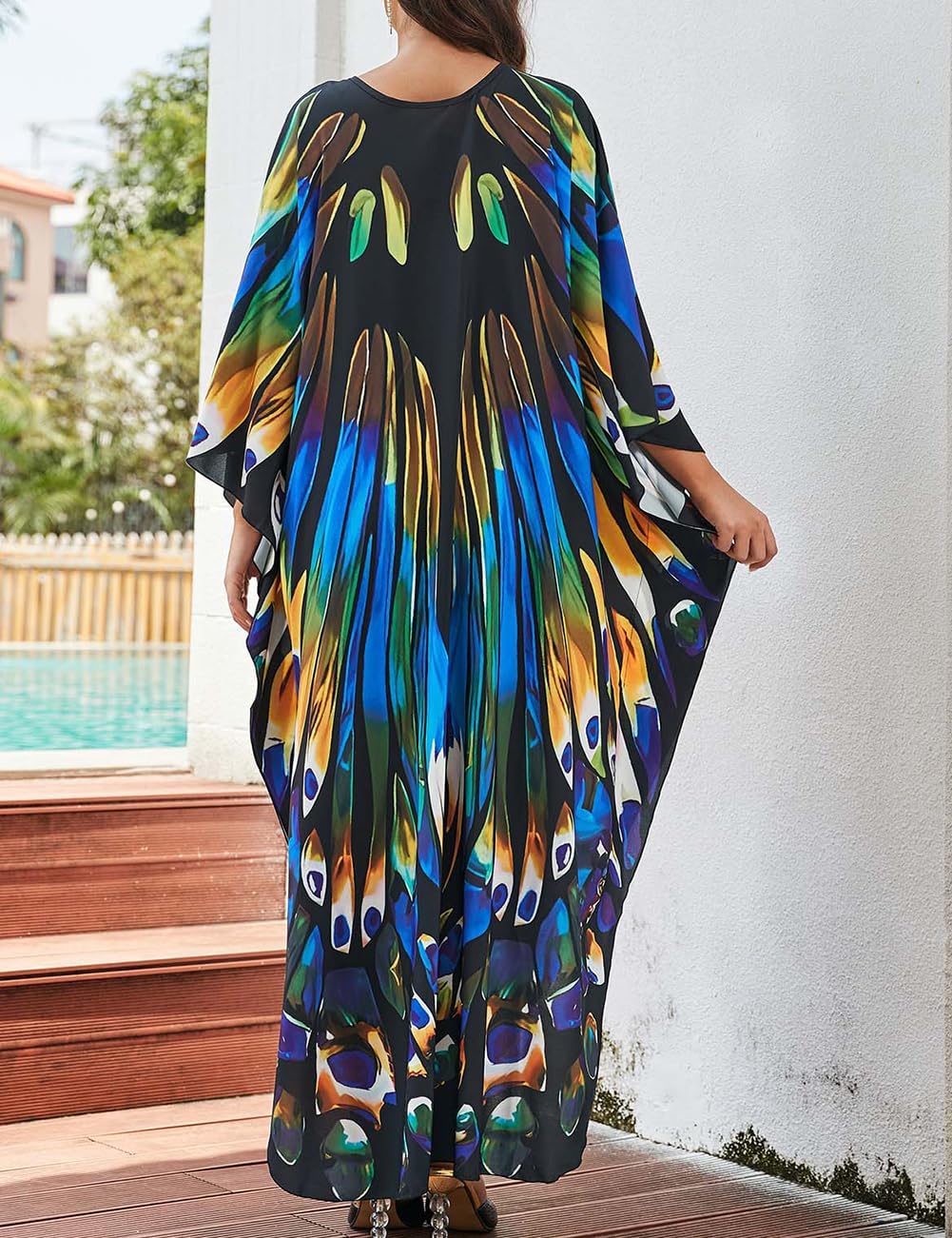 Bsubseach Frauen Plus Grösse Kaftan Kleid Badeanzug Druck Kaftan Strand Cover Up Kleid Schmetterling