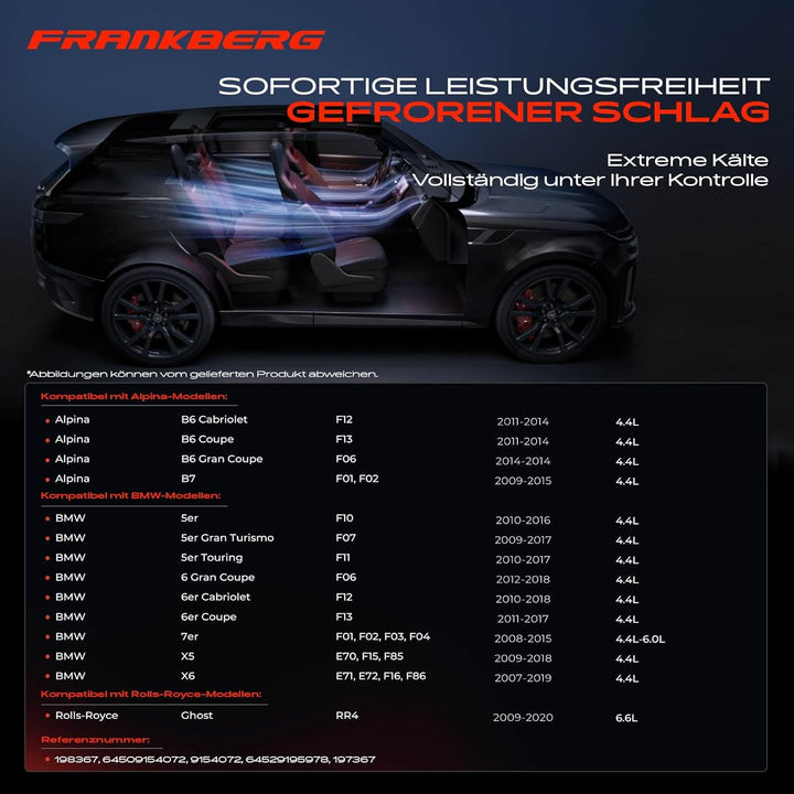 Frankberg Klimakompressor Klimaanlage Kompatibel mit 5er F10 F18 4.4L M5 550i 2012-2016 5er Touring