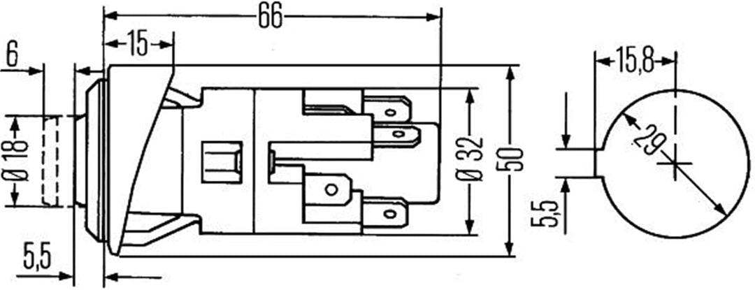 HELLA - Warnblinkschalter - Anbau - Halogen - 6HF 001 579-052