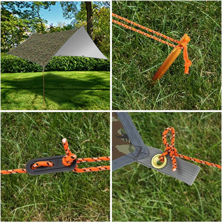 RYACO Tarp 3x4 m Wasserdicht Zeltplane Ultraleicht mit ösen + 6 Erdnägel + 6 Seilen, Anti-UV Schnee