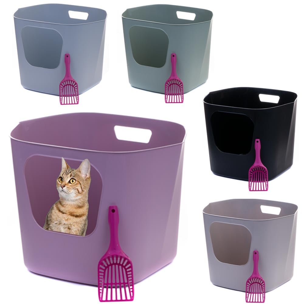 Katzentoilette Katzenklo gross hoher Rand helllila und Schaufel, helllila
