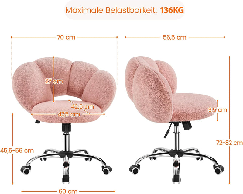 Yaheetech Schreibtischstuhl Bürostuhl Ergonomisch Bürosessel in Wolkenform Drehstuhl bis 136 kg Bela