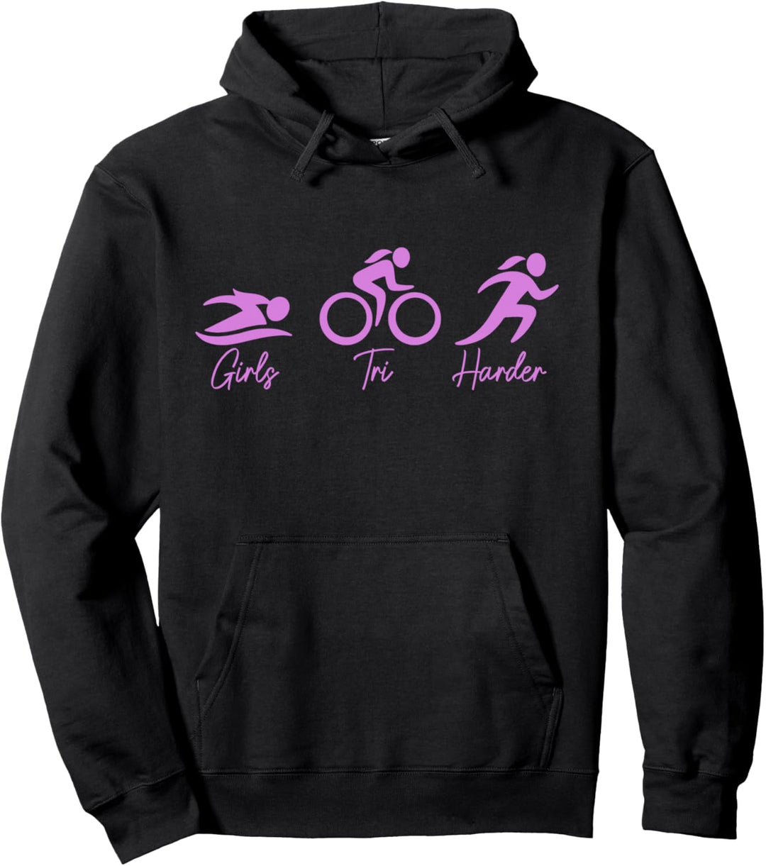 Triathlon Tri Harder Triathlon Mädchen Triathlete Pullover Hoodie