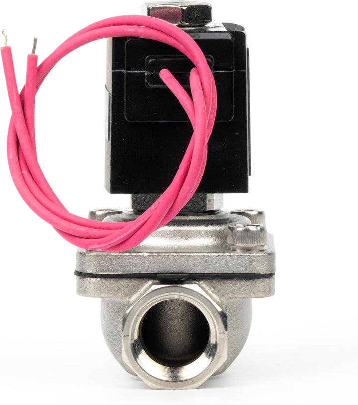 U.S. Solid 1/2" Magnetventil - Edelstahl DC 12V mit Viton-Dichtung, stromlos geschlossen, Bleidraht-