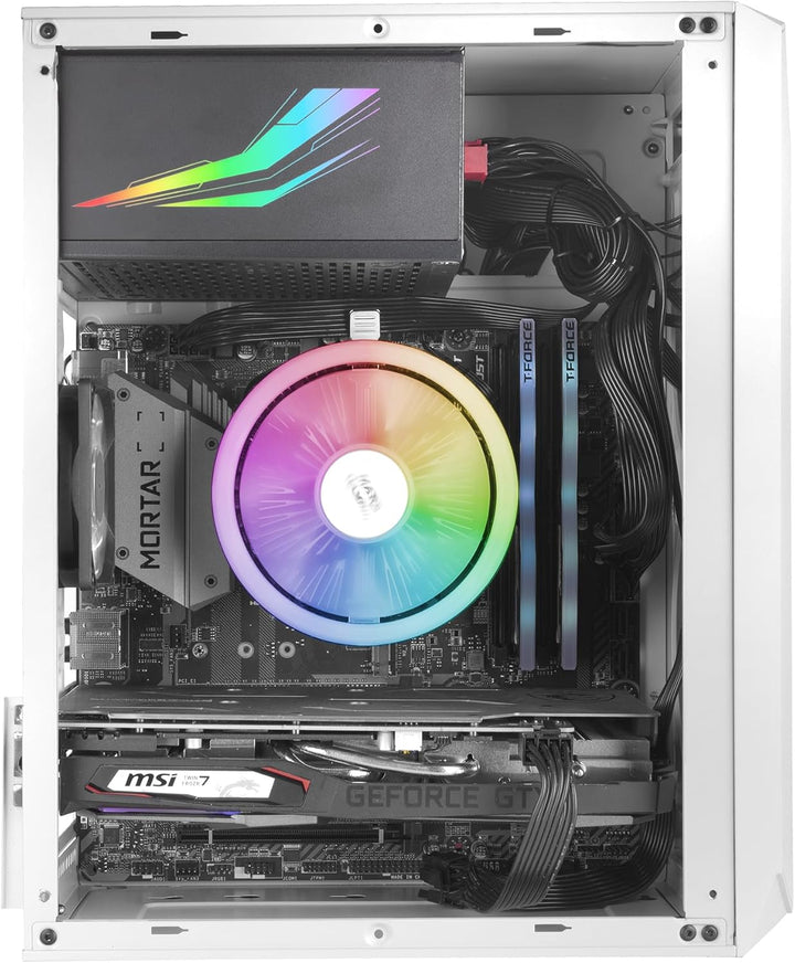 Mars Gaming MC-S1 Weiss, Kompaktes Micro-ATX PC Gehäuse, ARGB Beleuchtung 12 Modi, FRGB Lüfter, Full