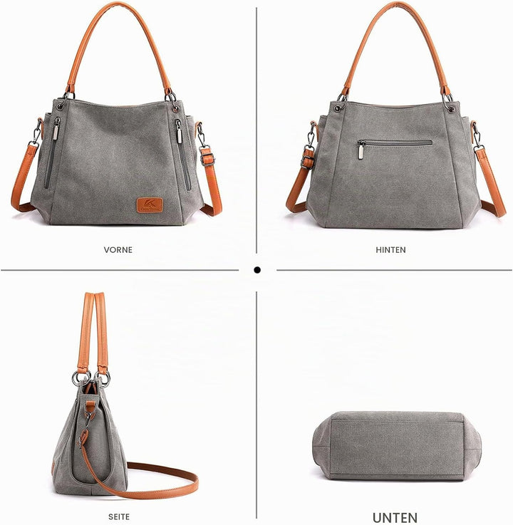 NICOLE &amp; DORIS Damen Handtaschen Gross Canvas Schultertasche Frauen Umhängentasche mit Abnehmbarem S