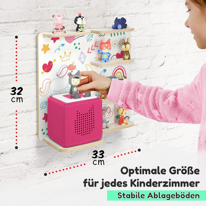 stadtecken Holzregal für Musikbox – Passend für Toniebox & ca. 40 Tonies | Perfekte Aufbewahrung für