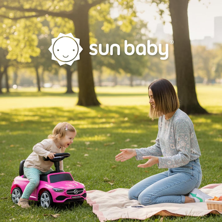 sun baby Rutschauto ab 1 Jahr Mercedes C-Class, Kinderfahrzeug für Jungen und Mädchen mit Audio-Lenk