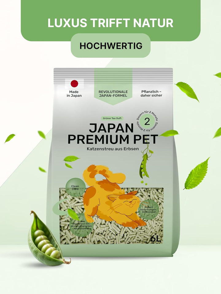 Tofu Katzenstreu aus Grünen Erbsen | Spülbar &amp; Klumpend | Antibakteriell | Geruchskontrolle &amp; Staubf