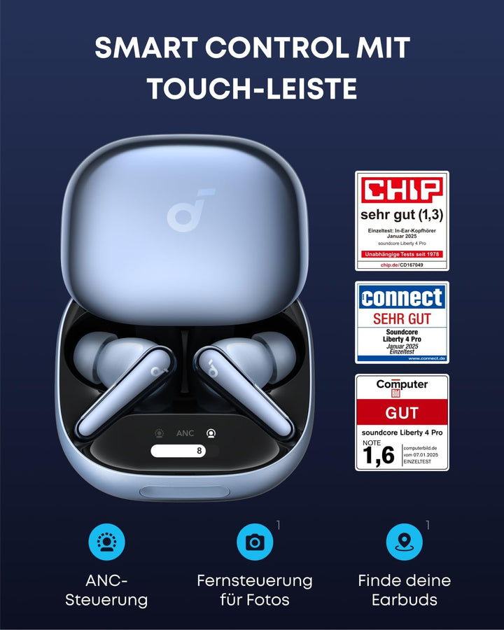 soundcore Liberty 4 Pro von Anker, Kabellose Noise Cancelling Kopfhörer, Earbuds mit 7 Sensoren, ANC