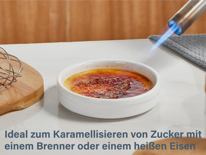 ONEMORE Auflaufförmchen, 115 ml, Creme Brulee Auflaufförmchen, ofenfest, Keramik, flache Soufflescha