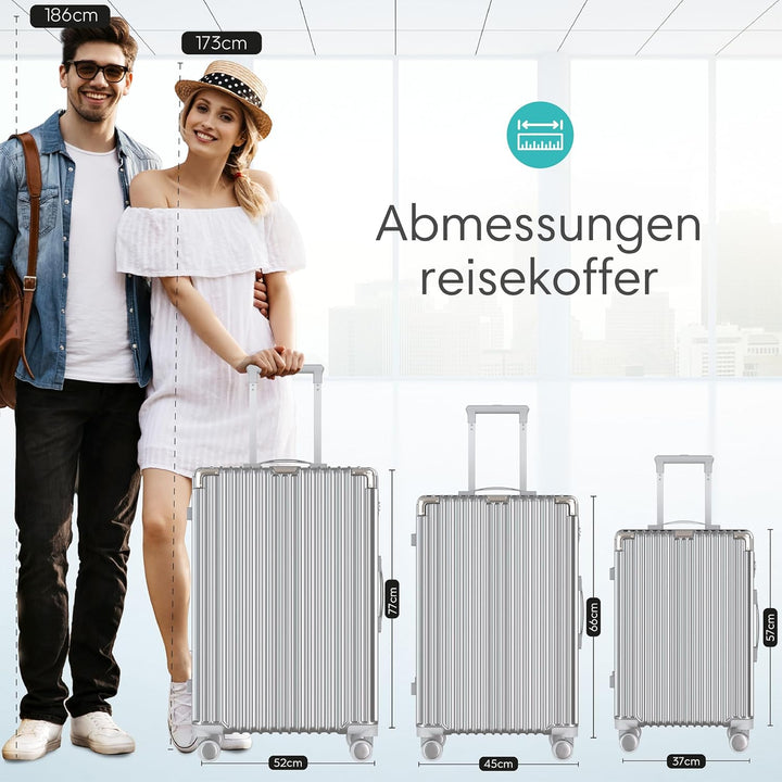 Voyagoux Koffer Handgepäck - 71L, Rollkoffer mittelgross, Hartschalenkoffer, TSA-Schloss, ABS, 4X 36