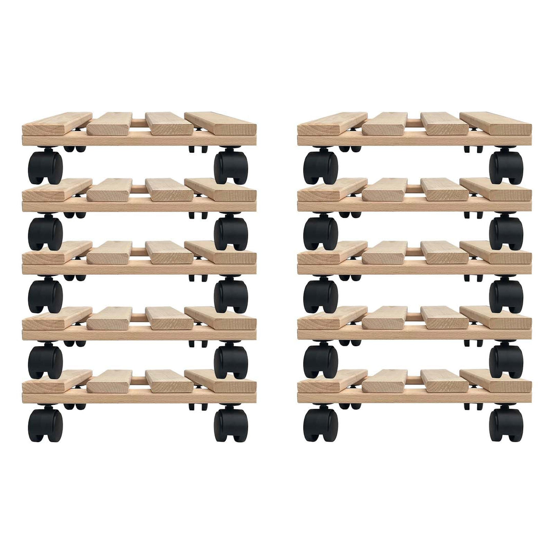 10x Rolluntersetzer eckig Pflanzroller 30x30 cm - max. 120 kg Traglast - aus Buchenholz - Stabil & r