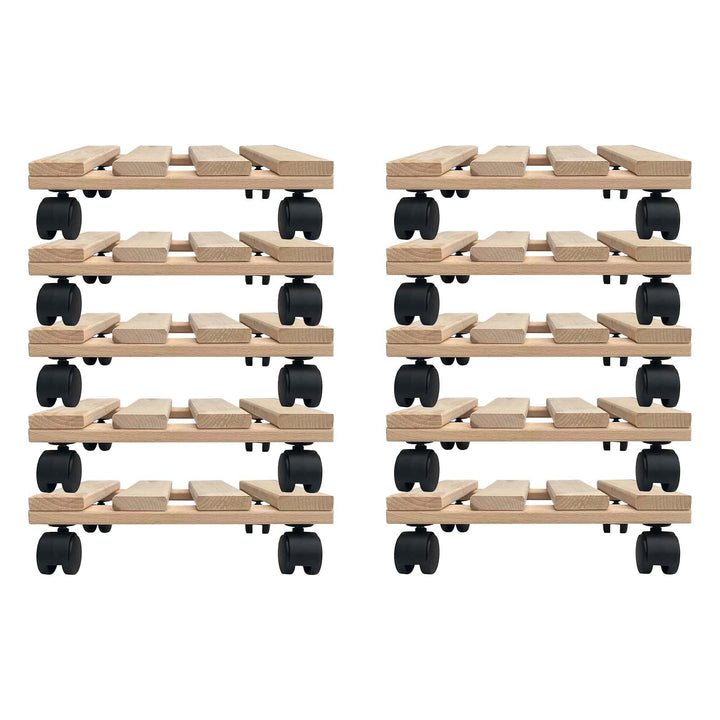 10x Rolluntersetzer eckig Pflanzroller 30x30 cm - max. 120 kg Traglast - aus Buchenholz - Stabil & r