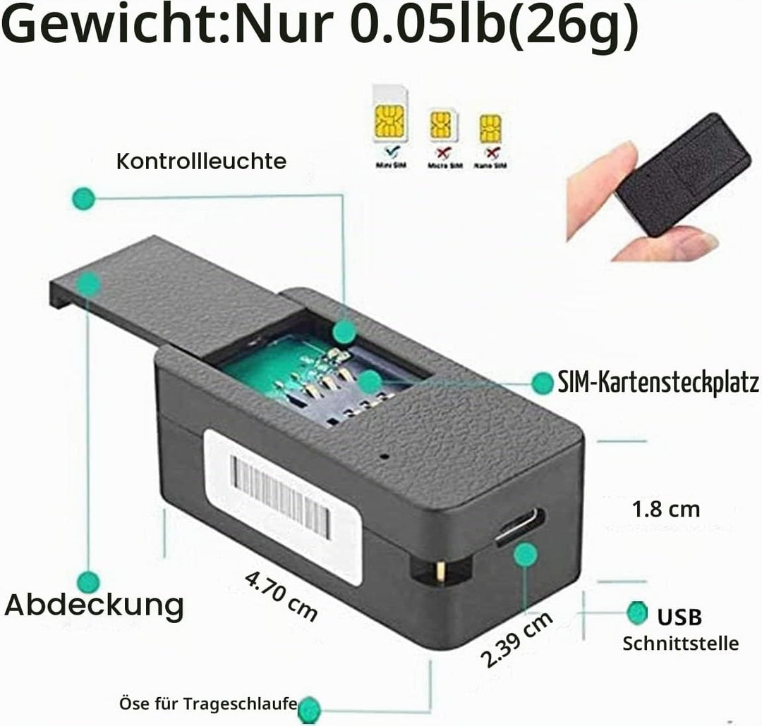 Mini Tracker GPS-Tracker Mini Ohne ABO mit Starker Magnet, GPS Sender Auto, Kinder, Hund, Katze, Fah