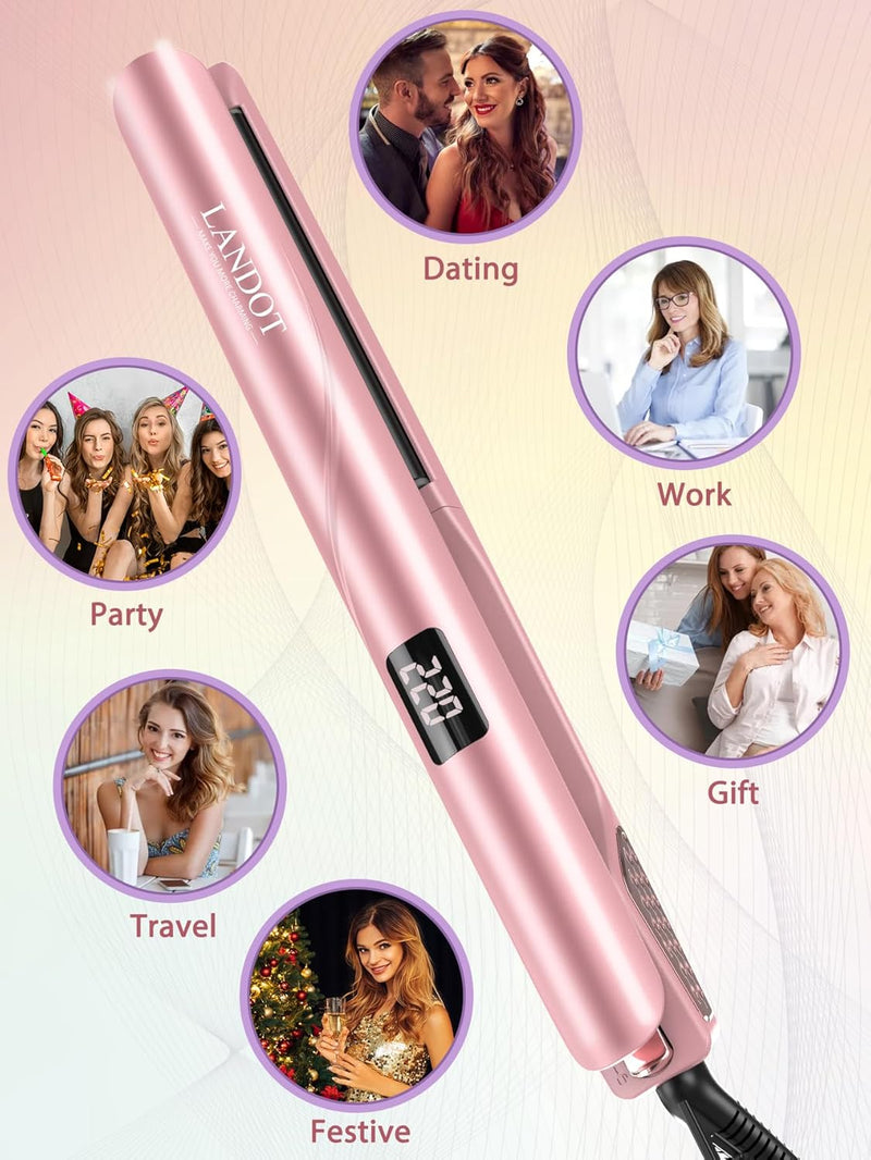 LANDOT Glätteisen Locken und Glätten Haarglätter Lockenstab 2 in 1: Hair Straightener für Locken und