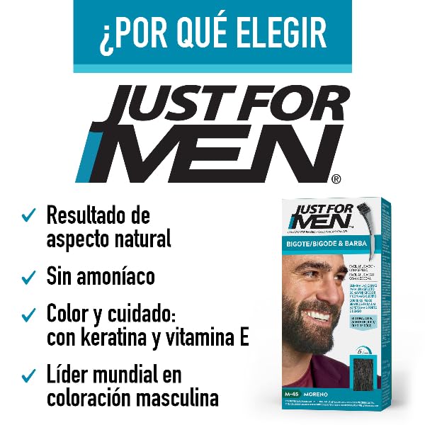 Just For Men Farbgel für Bart und Schnurrbart, natürliches Aussehen, lange Haltbarkeit, Dunkelbraun,
