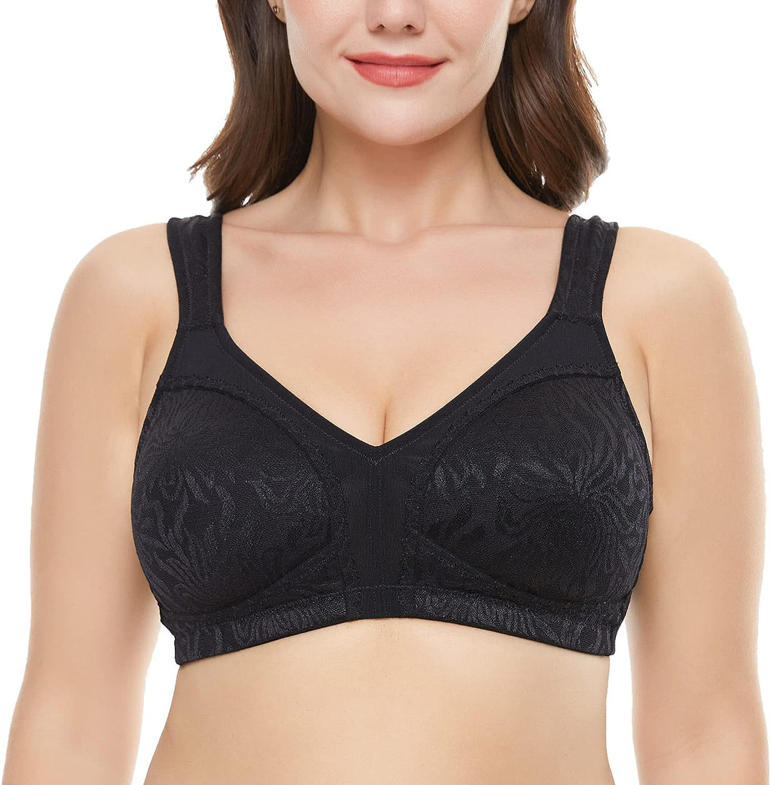 Wingslove Damen Minimizer BH ohne Bügel Grosse Brüste Bügelloser Entlastungs Breite Träger Vollfigur