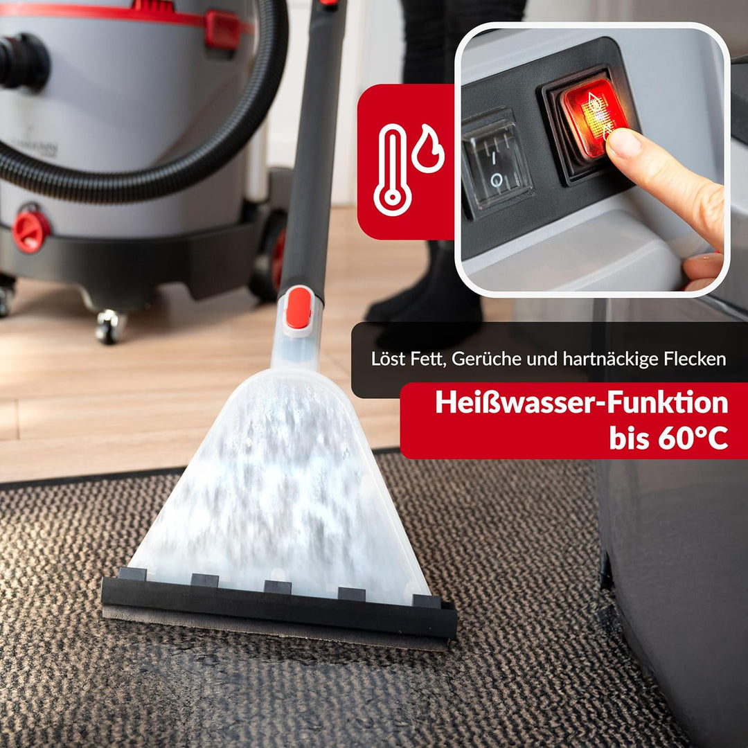LEHMANN Primewash 2800 Waschsauger, Profi Teppichreiniger & Polsterreiniger mit Heisswasser 60°C, Na