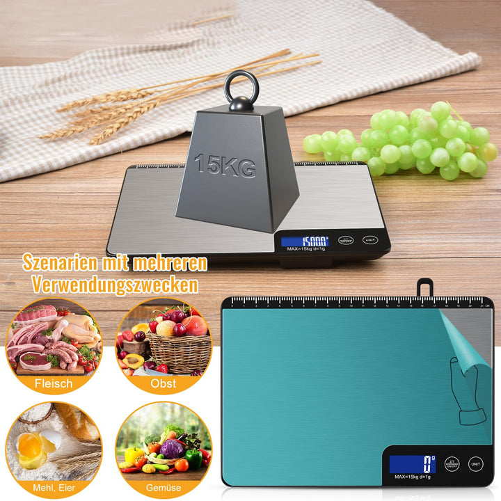 15kg Digitale Küchenwaage mit Lineal, Diyife Professionelle Digital Electronische Waage, Haushaltswa