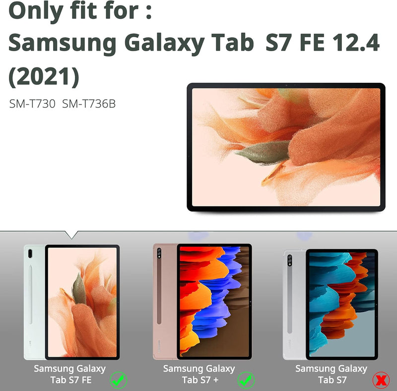 CACOE Hülle Kompatibel mit Samsung Galaxy Tab S7 FE 12.4 5G/ S8+ Plus 5G 2022/ S7+ Plus 12.4 - Ultra