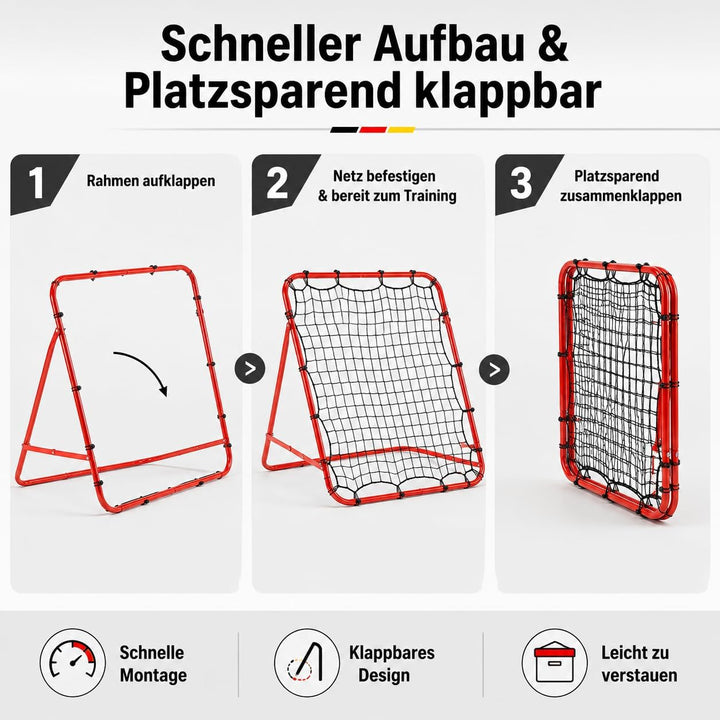 Fussball Rebound Netz Kinder und Jugendliche Tragbares Prellwand Verstellbar Fussballtor Kicker für