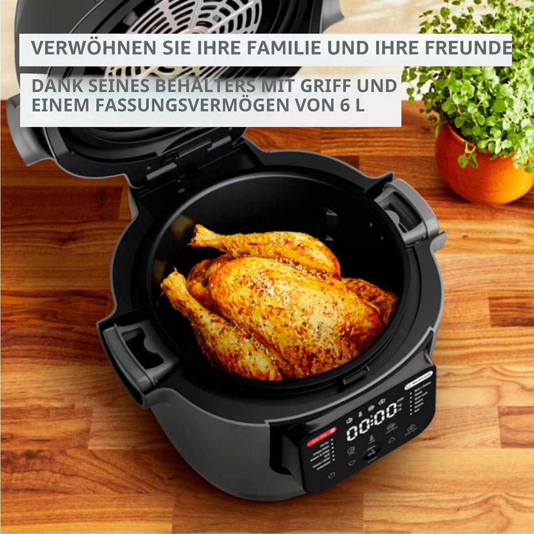 Moulinex Multicook Fry Multikocher und Air Fryer, 12 Programme, 6 L, Grau, inklusive Spatel YY5553FB