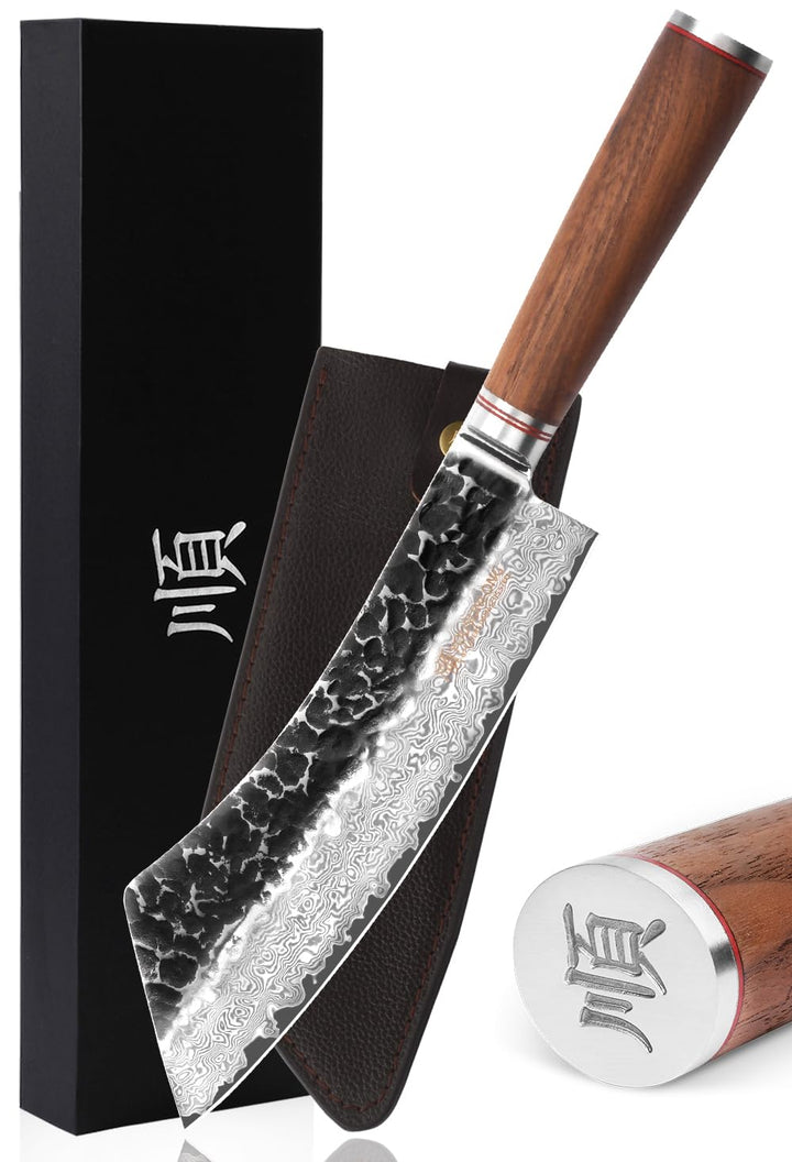 YOUSUNLONG Fleischbratenmesser Brechmesser 9 Zoll (22,86 cm) Gehämmerter Damaststahl Japanisch VG10