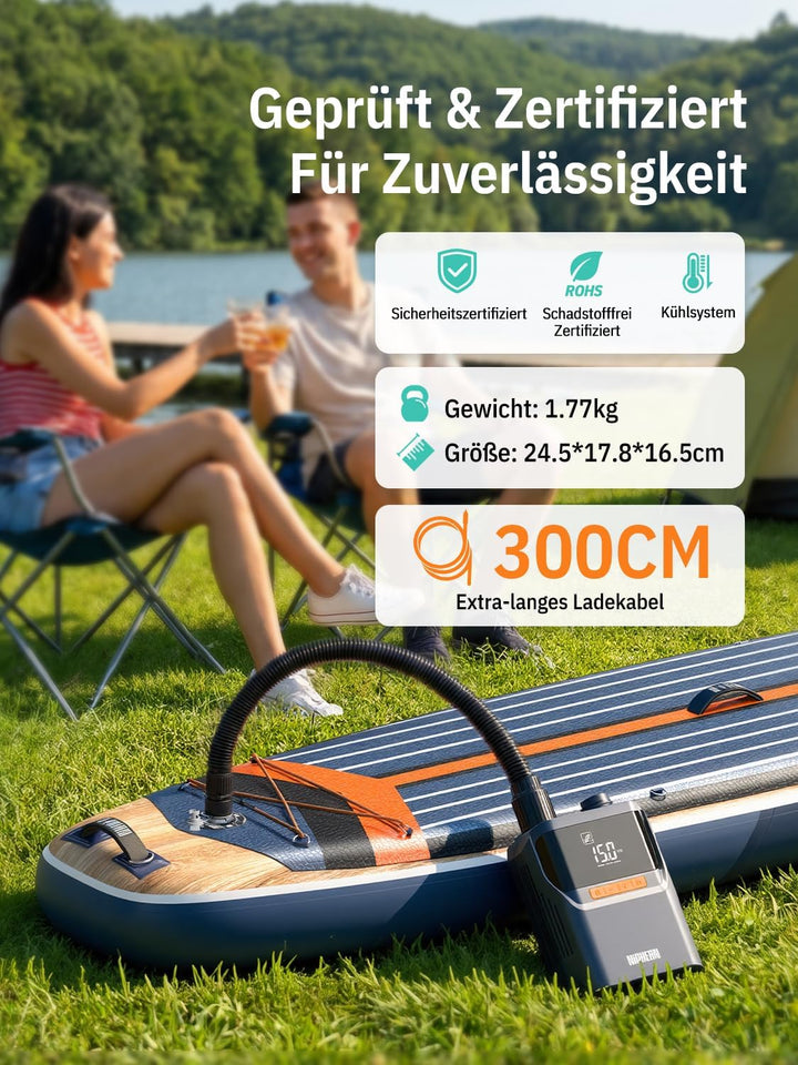 Niphean Elektrische Luftpumpe Akku, 50 PSI Luftpumpe Elektrisch für Autoreifen, Fahrrad, Luftmatratz