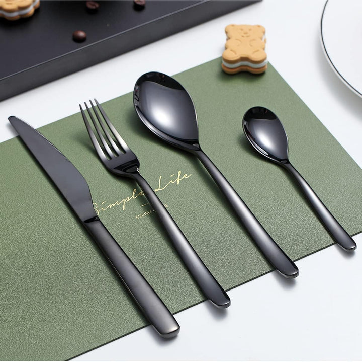 Besteck-Set 24-teilig,KyratonEdelstahl Schwarz Besteck-Set, Titan-Beschichtung Schwarzes Besteck-Set