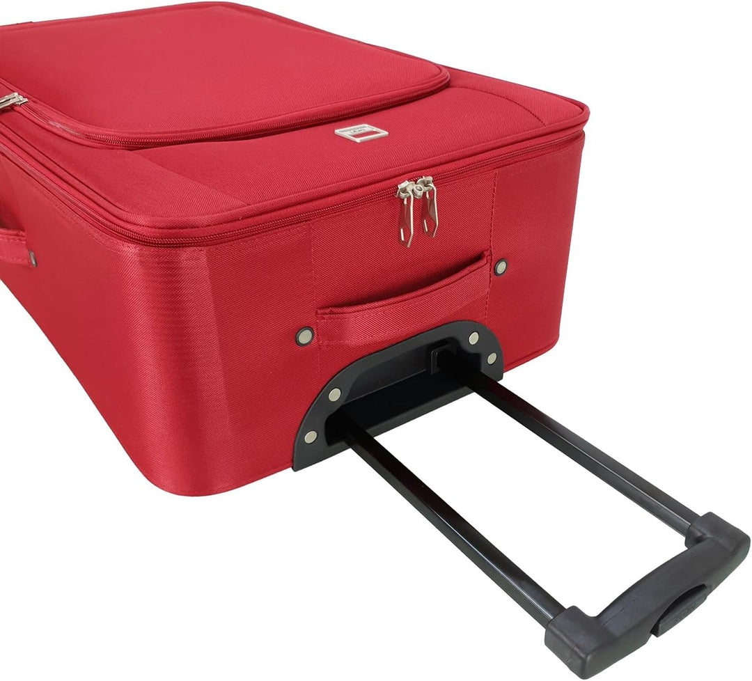 SIGN Stoffkoffer Trolley Reisekoffer Inline Rollen (Handgepäck-Mittel-Gross-Sehr Gross) (Rot, 4er Se